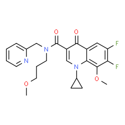 ChemSpider 2D Image | 1-Cyclopropyl-6,7-difluoro-8-methoxy-N-(3-methoxypropyl)-4-oxo-N-(2-pyridinylmethyl)-1,4-dihydro-3-quinolinecarboxamide | C24H25F2N3O4
