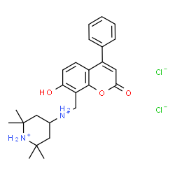 ChemSpider 2D Image | 4-{[(7-Hydroxy-2-oxo-4-phenyl-2H-chromen-8-yl)methyl]ammonio}-2,2,6,6-tetramethylpiperidinium dichloride | C25H32Cl2N2O3