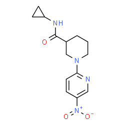 ChemSpider 2D Image | N-Cyclopropyl-1-(5-nitro-2-pyridinyl)-3-piperidinecarboxamide | C14H18N4O3