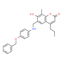 ChemSpider 2D Image | 6-({[4-(Benzyloxy)phenyl]amino}methyl)-7-hydroxy-8-methyl-4-propyl-2H-chromen-2-one | C27H27NO4