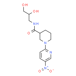 ChemSpider 2D Image | N-(2,3-Dihydroxypropyl)-1-(5-nitro-2-pyridinyl)-3-piperidinecarboxamide | C14H20N4O5