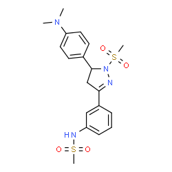 ChemSpider 2D Image | N-(3-{5-[4-(Dimethylamino)phenyl]-1-(methylsulfonyl)-4,5-dihydro-1H-pyrazol-3-yl}phenyl)methanesulfonamide | C19H24N4O4S2