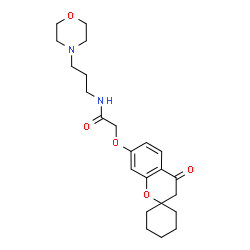 ChemSpider 2D Image | N-[3-(4-Morpholinyl)propyl]-2-[(4-oxo-3,4-dihydrospiro[chromene-2,1'-cyclohexan]-7-yl)oxy]acetamide | C23H32N2O5