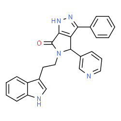 ChemSpider 2D Image | 5-[2-(1H-Indol-3-yl)ethyl]-3-phenyl-4-(3-pyridinyl)-4,5-dihydropyrrolo[3,4-c]pyrazol-6(1H)-one | C26H21N5O