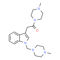 ChemSpider 2D Image | 1-(4-Methyl-1-piperazinyl)-2-{1-[(4-methyl-1-piperazinyl)methyl]-1H-indol-3-yl}ethanone | C21H31N5O