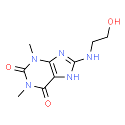 ChemSpider 2D Image | 8-[(2-Hydroxyethyl)amino]-1,3-dimethyl-3,7-dihydro-1H-purine-2,6-dione | C9H13N5O3