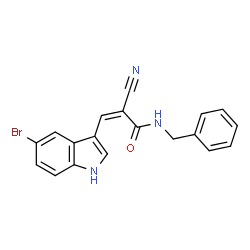 ChemSpider 2D Image | (2Z)-N-Benzyl-3-(5-bromo-1H-indol-3-yl)-2-cyanoacrylamide | C19H14BrN3O