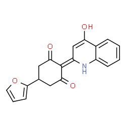 ChemSpider 2D Image | 5-(2-Furyl)-2-(4-hydroxy-2(1H)-quinolinylidene)-1,3-cyclohexanedione | C19H15NO4