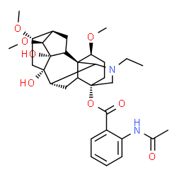 ChemSpider 2D Image | (1alpha,5xi,10alpha,14alpha,16beta)-20-Ethyl-8,9-dihydroxy-1,14,16-trimethoxyaconitan-4-yl 2-acetamidobenzoate | C32H44N2O8