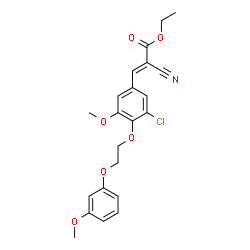ChemSpider 2D Image | Ethyl (2E)-3-{3-chloro-5-methoxy-4-[2-(3-methoxyphenoxy)ethoxy]phenyl}-2-cyanoacrylate | C22H22ClNO6