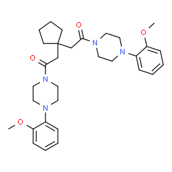 ChemSpider 2D Image | 2,2'-(1,1-Cyclopentanediyl)bis{1-[4-(2-methoxyphenyl)-1-piperazinyl]ethanone} | C31H42N4O4
