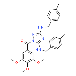 ChemSpider 2D Image | {3,5-Bis[(4-methylbenzyl)amino]-1H-1,2,4-triazol-1-yl}(3,4,5-trimethoxyphenyl)methanone | C28H31N5O4
