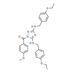 ChemSpider 2D Image | {3,5-Bis[(4-ethoxybenzyl)amino]-1H-1,2,4-triazol-1-yl}(4-methoxyphenyl)methanone | C28H31N5O4