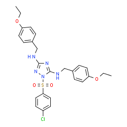 ChemSpider 2D Image | 1-[(4-Chlorophenyl)sulfonyl]-N,N'-bis(4-ethoxybenzyl)-1H-1,2,4-triazole-3,5-diamine | C26H28ClN5O4S