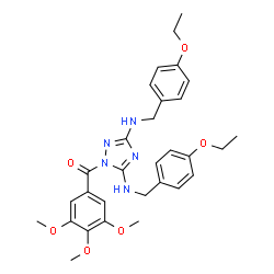 ChemSpider 2D Image | {3,5-Bis[(4-ethoxybenzyl)amino]-1H-1,2,4-triazol-1-yl}(3,4,5-trimethoxyphenyl)methanone | C30H35N5O6