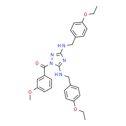 ChemSpider 2D Image | {3,5-Bis[(4-ethoxybenzyl)amino]-1H-1,2,4-triazol-1-yl}(3-methoxyphenyl)methanone | C28H31N5O4