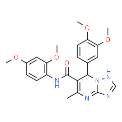 ChemSpider 2D Image | N-(2,4-Dimethoxyphenyl)-7-(3,4-dimethoxyphenyl)-5-methyl-1,7-dihydro[1,2,4]triazolo[1,5-a]pyrimidine-6-carboxamide | C23H25N5O5