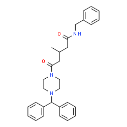 ChemSpider 2D Image | N-Benzyl-5-[4-(diphenylmethyl)-1-piperazinyl]-3-methyl-5-oxopentanamide | C30H35N3O2