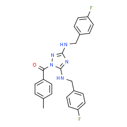 ChemSpider 2D Image | {3,5-Bis[(4-fluorobenzyl)amino]-1H-1,2,4-triazol-1-yl}(4-methylphenyl)methanone | C24H21F2N5O