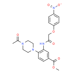 ChemSpider 2D Image | Methyl 4-(4-acetyl-1-piperazinyl)-3-{[(4-nitrophenoxy)acetyl]amino}benzoate | C22H24N4O7