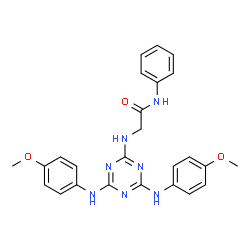 ChemSpider 2D Image | N~2~-{4,6-Bis[(4-methoxyphenyl)amino]-1,3,5-triazin-2-yl}-N-phenylglycinamide | C25H25N7O3