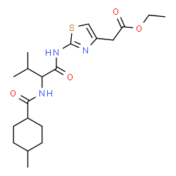ChemSpider 2D Image | Ethyl [2-({N-[(4-methylcyclohexyl)carbonyl]valyl}amino)-1,3-thiazol-4-yl]acetate | C20H31N3O4S