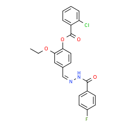 ChemSpider 2D Image | 2-Ethoxy-4-{(Z)-[(4-fluorobenzoyl)hydrazono]methyl}phenyl 2-chlorobenzoate | C23H18ClFN2O4