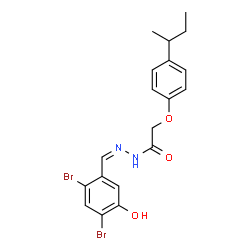ChemSpider 2D Image | 2-(4-sec-Butylphenoxy)-N'-[(Z)-(2,4-dibromo-5-hydroxyphenyl)methylene]acetohydrazide | C19H20Br2N2O3