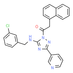 ChemSpider 2D Image | 1-{5-[(3-Chlorobenzyl)amino]-3-(3-pyridinyl)-1H-1,2,4-triazol-1-yl}-2-(1-naphthyl)ethanone | C26H20ClN5O