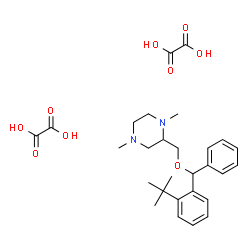 ChemSpider 2D Image | 1,4-Dimethyl-2-({[2-(2-methyl-2-propanyl)phenyl](phenyl)methoxy}methyl)piperazine ethanedioate (1:2) | C28H38N2O9