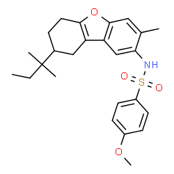 ChemSpider 2D Image | 4-Methoxy-N-[3-methyl-8-(2-methyl-2-butanyl)-6,7,8,9-tetrahydrodibenzo[b,d]furan-2-yl]benzenesulfonamide | C25H31NO4S