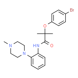 ChemSpider 2D Image | 2-(4-Bromophenoxy)-2-methyl-N-[2-(4-methyl-1-piperazinyl)phenyl]propanamide | C21H26BrN3O2