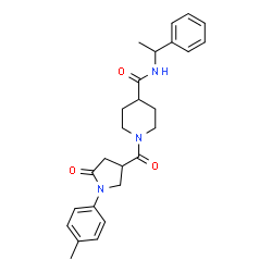 ChemSpider 2D Image | 1-{[1-(4-Methylphenyl)-5-oxo-3-pyrrolidinyl]carbonyl}-N-(1-phenylethyl)-4-piperidinecarboxamide | C26H31N3O3