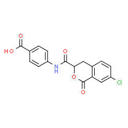 ChemSpider 2D Image | 4-{[(7-Chloro-1-oxo-3,4-dihydro-1H-isochromen-3-yl)carbonyl]amino}benzoic acid | C17H12ClNO5