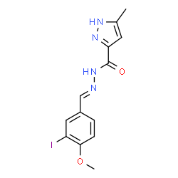 ChemSpider 2D Image | N'-[(E)-(3-Iodo-4-methoxyphenyl)methylene]-3-methyl-1H-pyrazole-5-carbohydrazide | C13H13IN4O2