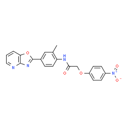 ChemSpider 2D Image | N-[2-Methyl-4-([1,3]oxazolo[4,5-b]pyridin-2-yl)phenyl]-2-(4-nitrophenoxy)acetamide | C21H16N4O5