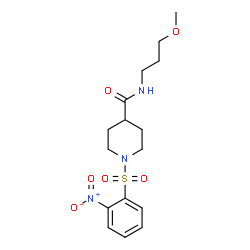 ChemSpider 2D Image | N-(3-Methoxypropyl)-1-[(2-nitrophenyl)sulfonyl]-4-piperidinecarboxamide | C16H23N3O6S