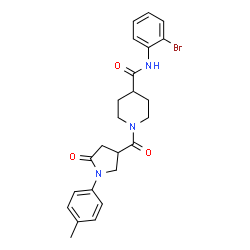 ChemSpider 2D Image | N-(2-Bromophenyl)-1-{[1-(4-methylphenyl)-5-oxo-3-pyrrolidinyl]carbonyl}-4-piperidinecarboxamide | C24H26BrN3O3