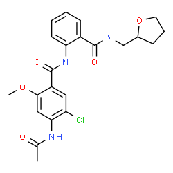 ChemSpider 2D Image | 4-Acetamido-5-chloro-2-methoxy-N-{2-[(tetrahydro-2-furanylmethyl)carbamoyl]phenyl}benzamide | C22H24ClN3O5