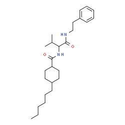 ChemSpider 2D Image | 4-Hexyl-N-{3-methyl-1-oxo-1-[(2-phenylethyl)amino]-2-butanyl}cyclohexanecarboxamide | C26H42N2O2