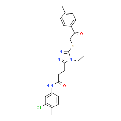 ChemSpider 2D Image | N-(3-Chloro-4-methylphenyl)-3-(4-ethyl-5-{[2-(4-methylphenyl)-2-oxoethyl]sulfanyl}-4H-1,2,4-triazol-3-yl)propanamide | C23H25ClN4O2S