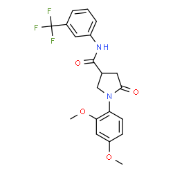 ChemSpider 2D Image | 1-(2,4-Dimethoxyphenyl)-5-oxo-N-[3-(trifluoromethyl)phenyl]-3-pyrrolidinecarboxamide | C20H19F3N2O4