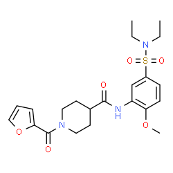 ChemSpider 2D Image | N-[5-(Diethylsulfamoyl)-2-methoxyphenyl]-1-(2-furoyl)-4-piperidinecarboxamide | C22H29N3O6S