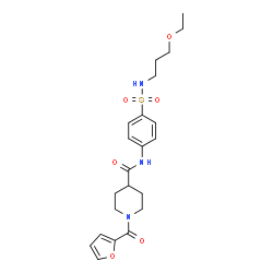 ChemSpider 2D Image | N-{4-[(3-Ethoxypropyl)sulfamoyl]phenyl}-1-(2-furoyl)-4-piperidinecarboxamide | C22H29N3O6S