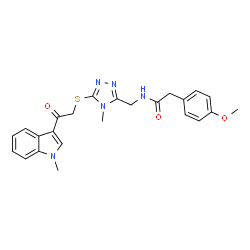 ChemSpider 2D Image | 2-(4-Methoxyphenyl)-N-[(4-methyl-5-{[2-(1-methyl-1H-indol-3-yl)-2-oxoethyl]sulfanyl}-4H-1,2,4-triazol-3-yl)methyl]acetamide | C24H25N5O3S