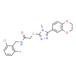 ChemSpider 2D Image | N-(2-Chloro-6-fluorobenzyl)-2-{[5-(2,3-dihydro-1,4-benzodioxin-6-yl)-4-methyl-4H-1,2,4-triazol-3-yl]sulfanyl}acetamide | C20H18ClFN4O3S