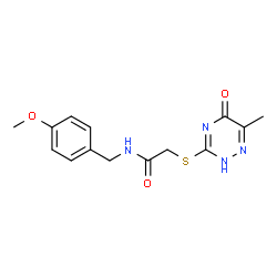 ChemSpider 2D Image | N-(4-Methoxybenzyl)-2-[(6-methyl-5-oxo-2,5-dihydro-1,2,4-triazin-3-yl)sulfanyl]acetamide | C14H16N4O3S