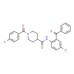 ChemSpider 2D Image | N-(2-Benzoyl-4-chlorophenyl)-1-(4-chlorobenzoyl)-4-piperidinecarboxamide | C26H22Cl2N2O3