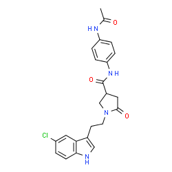 ChemSpider 2D Image | N-(4-Acetamidophenyl)-1-[2-(5-chloro-1H-indol-3-yl)ethyl]-5-oxo-3-pyrrolidinecarboxamide | C23H23ClN4O3