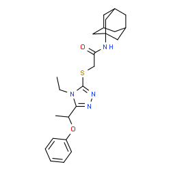 ChemSpider 2D Image | N-(Adamantan-1-yl)-2-{[4-ethyl-5-(1-phenoxyethyl)-4H-1,2,4-triazol-3-yl]sulfanyl}acetamide | C24H32N4O2S